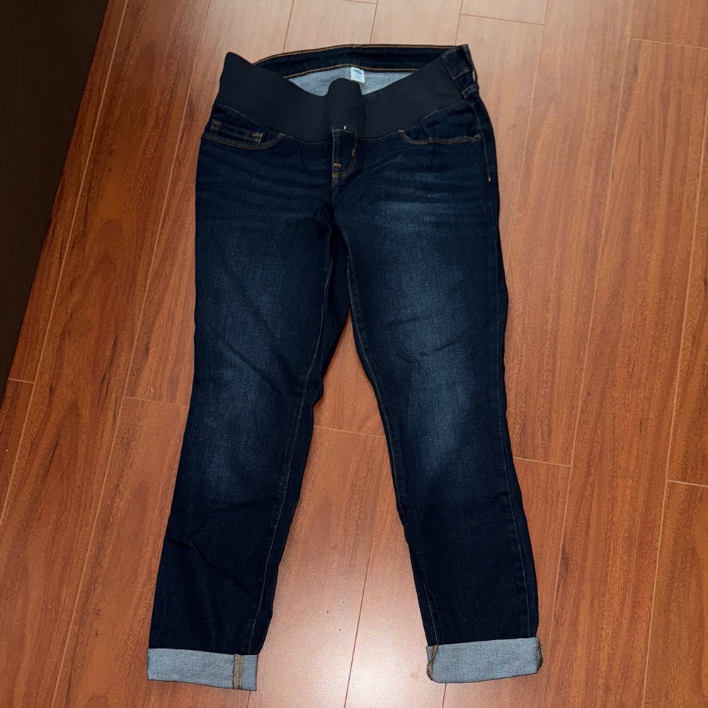 Women's Front Panel Maternity Dark Blue Jeans